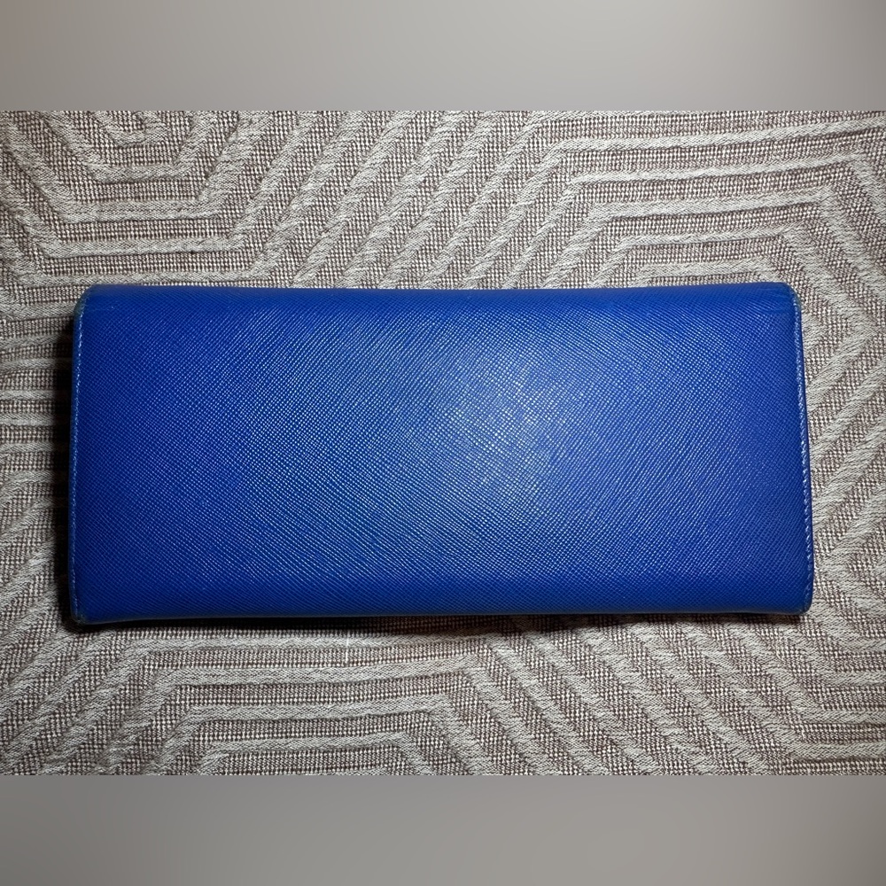 Authentic Prada Royal Blue Wallet with Gold Accents - Picture 3 of 9